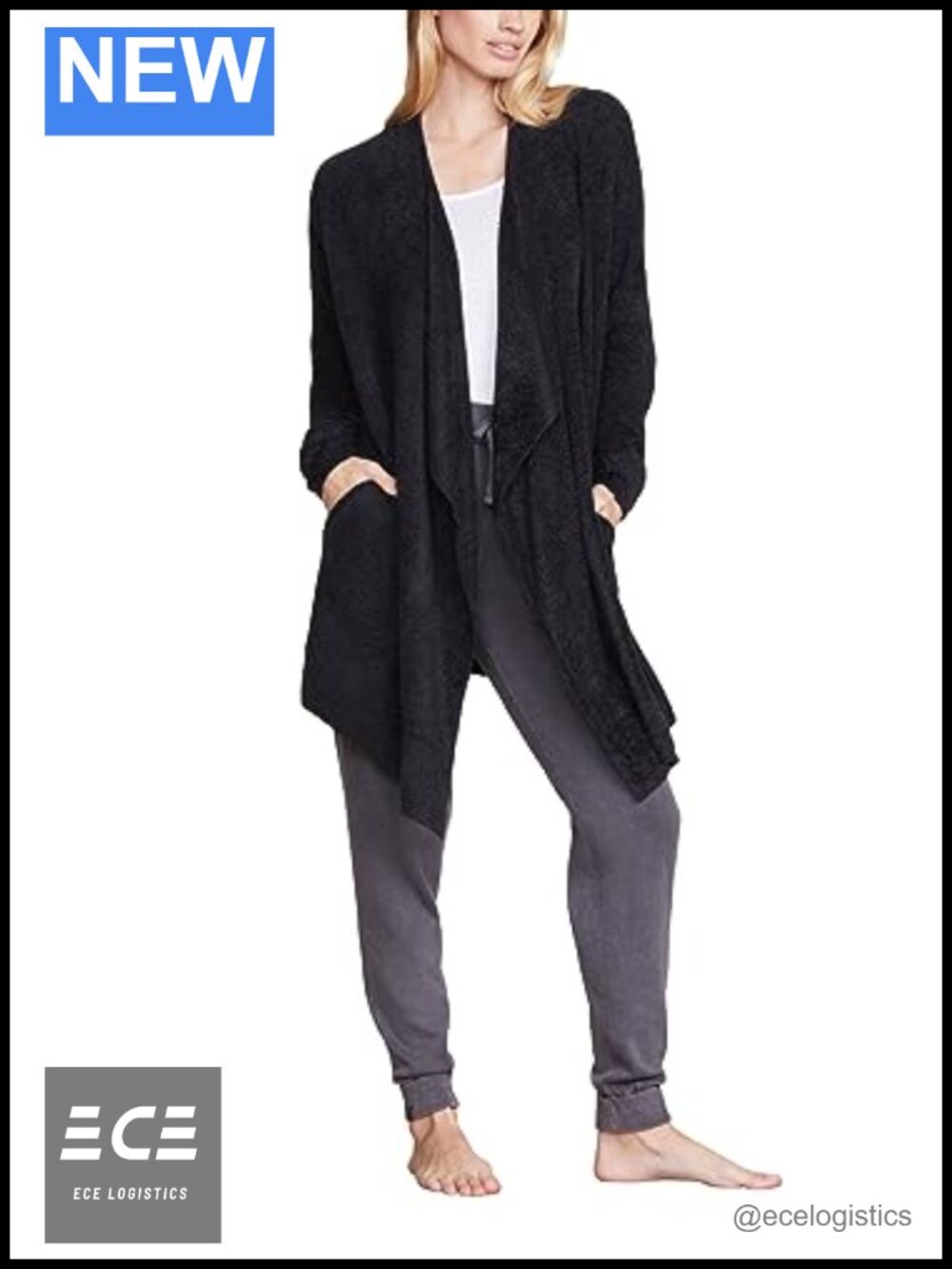 CozyChic Lite Drape Front Wrap Cardigan with Side Pockets